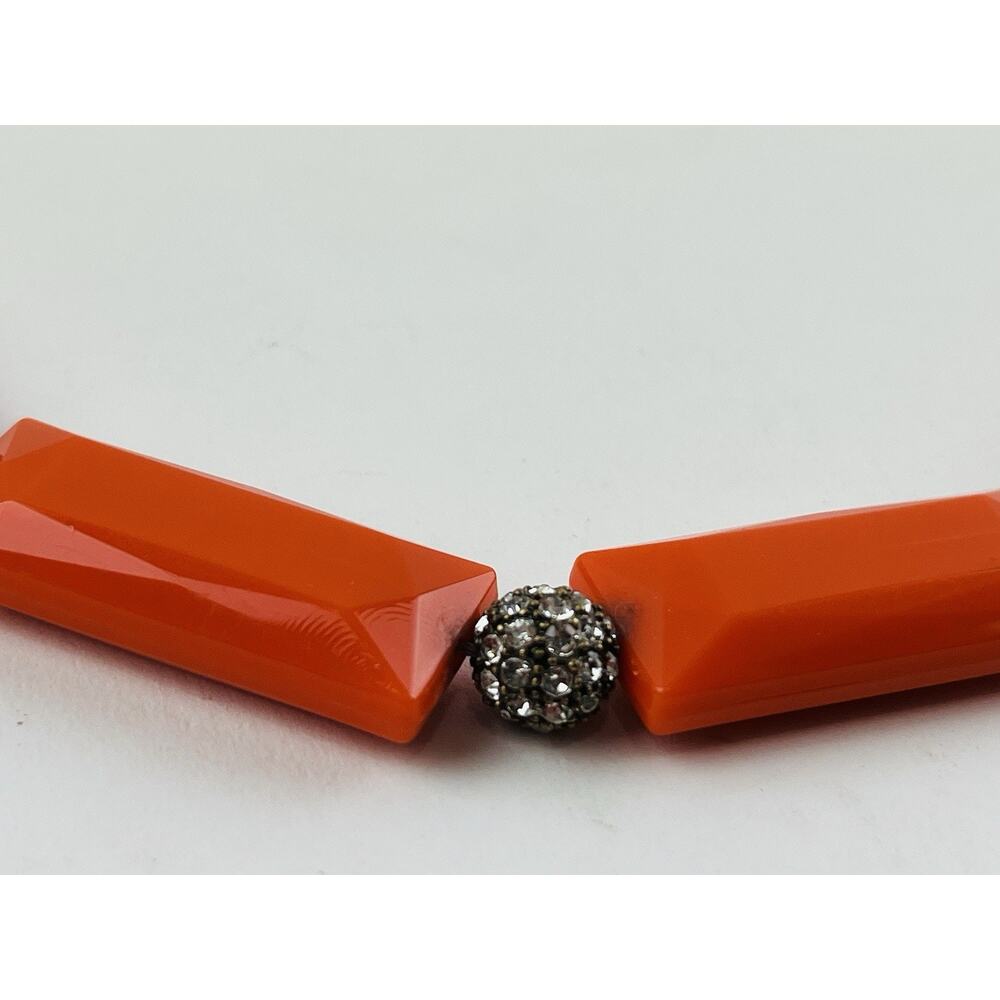 J. Crew Pink Orange Pave Crystal Bead Necklace Balls Gemoetric Elongated Y2k 80s - Picture 7 of 15